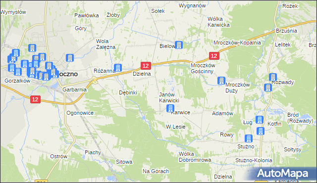 mapa Janów Karwicki, Janów Karwicki na mapie Targeo