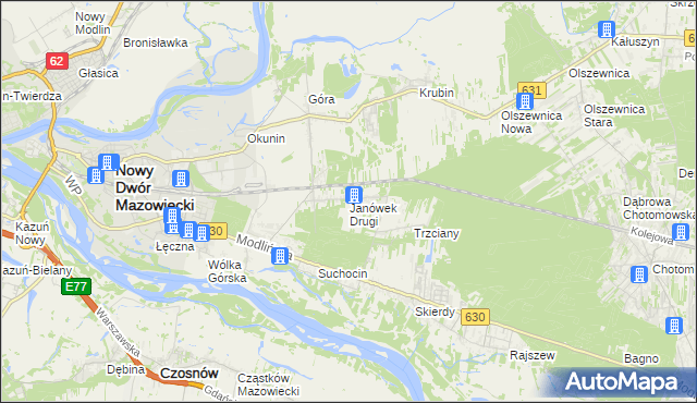 mapa Janówek Drugi, Janówek Drugi na mapie Targeo