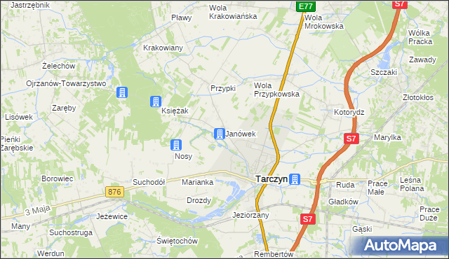 mapa Janówek gmina Tarczyn, Janówek gmina Tarczyn na mapie Targeo