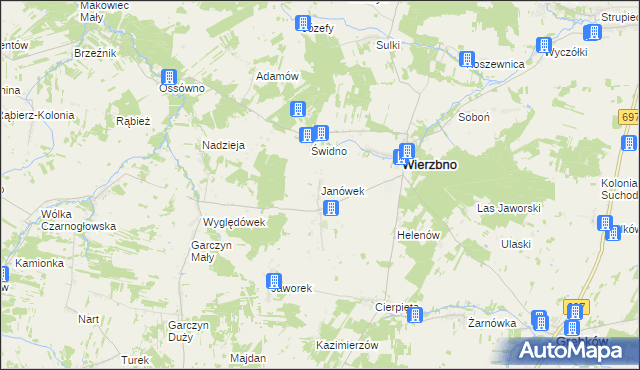 mapa Janówek gmina Wierzbno, Janówek gmina Wierzbno na mapie Targeo