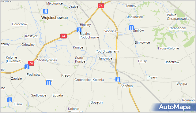 mapa Janowice gmina Ożarów, Janowice gmina Ożarów na mapie Targeo