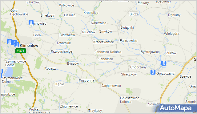 mapa Janowice gmina Samborzec, Janowice gmina Samborzec na mapie Targeo