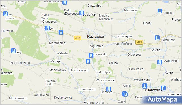 mapa Janowiczki gmina Racławice, Janowiczki gmina Racławice na mapie Targeo
