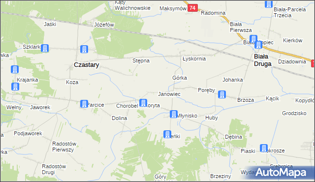 mapa Janowiec gmina Biała, Janowiec gmina Biała na mapie Targeo
