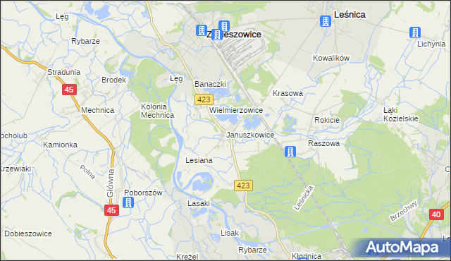 mapa Januszkowice gmina Zdzieszowice, Januszkowice gmina Zdzieszowice na mapie Targeo