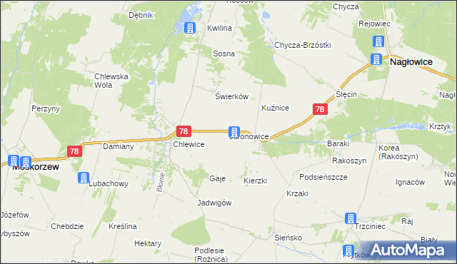 mapa Jaronowice, Jaronowice na mapie Targeo
