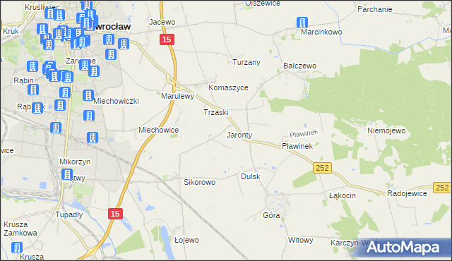 mapa Jaronty, Jaronty na mapie Targeo