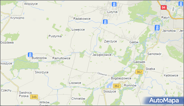 mapa Jarząbkowice gmina Kostomłoty, Jarząbkowice gmina Kostomłoty na mapie Targeo