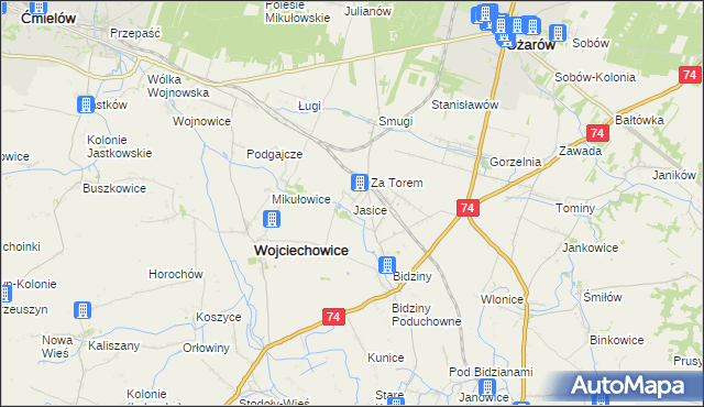 mapa Jasice, Jasice na mapie Targeo
