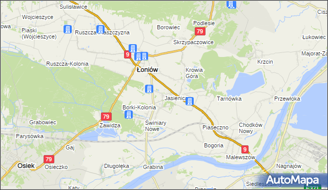 mapa Jasienica gmina Łoniów, Jasienica gmina Łoniów na mapie Targeo