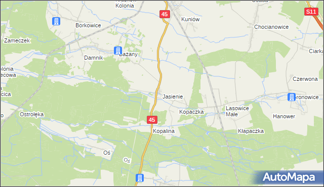 mapa Jasienie, Jasienie na mapie Targeo