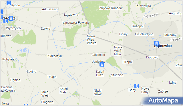 mapa Jasieniec gmina Przedecz, Jasieniec gmina Przedecz na mapie Targeo