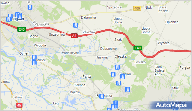 mapa Jasiona gmina Zdzieszowice, Jasiona gmina Zdzieszowice na mapie Targeo