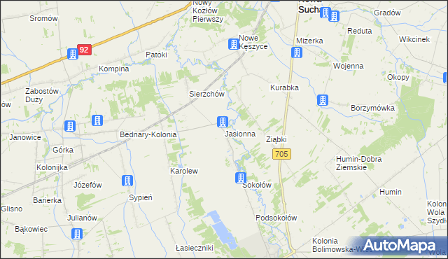 mapa Jasionna gmina Bolimów, Jasionna gmina Bolimów na mapie Targeo