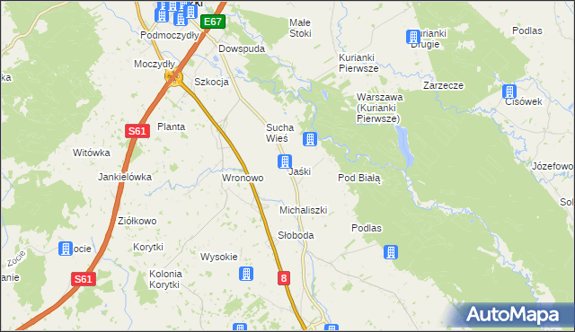 mapa Jaśki gmina Raczki, Jaśki gmina Raczki na mapie Targeo