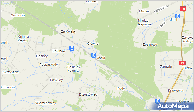 mapa Jaski gmina Radzyń Podlaski, Jaski gmina Radzyń Podlaski na mapie Targeo