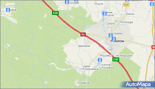 mapa Jaśkowice gmina Prószków, Jaśkowice gmina Prószków na mapie Targeo