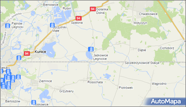 mapa Jaśkowice Legnickie, Jaśkowice Legnickie na mapie Targeo