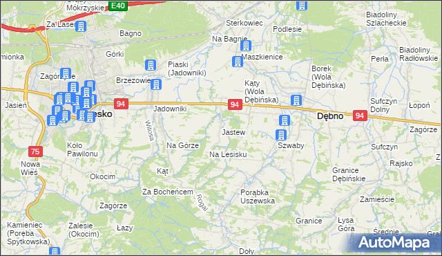 mapa Jastew, Jastew na mapie Targeo
