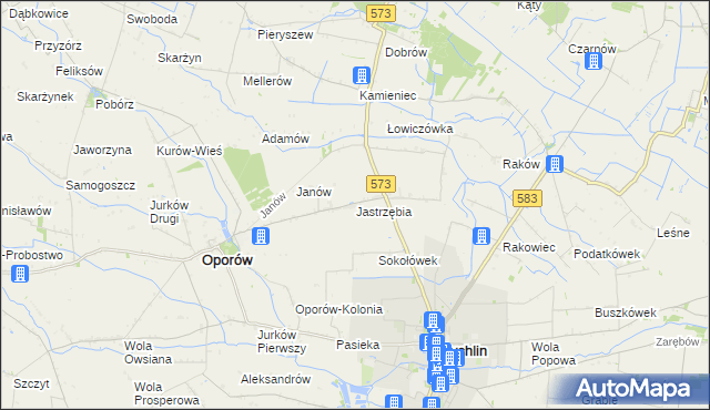 mapa Jastrzębia gmina Oporów, Jastrzębia gmina Oporów na mapie Targeo