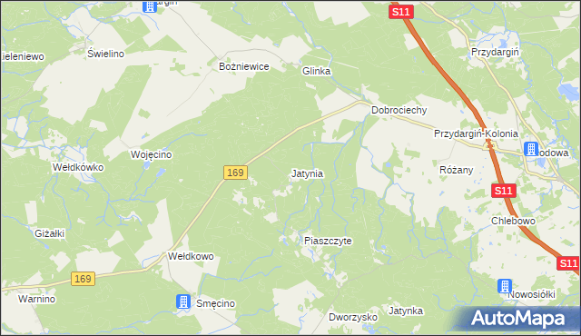 mapa Jatynia, Jatynia na mapie Targeo