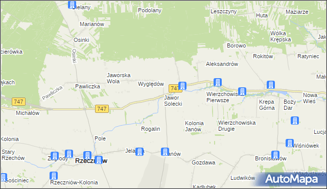 mapa Jawor Solecki, Jawor Solecki na mapie Targeo