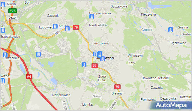 mapa Jaworzno, Jaworzno na mapie Targeo