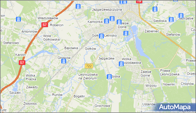 mapa Jazgarzew, Jazgarzew na mapie Targeo