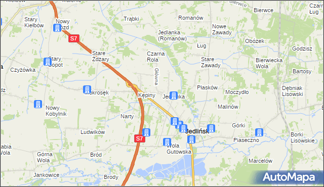 mapa Jedlanka gmina Jedlińsk, Jedlanka gmina Jedlińsk na mapie Targeo