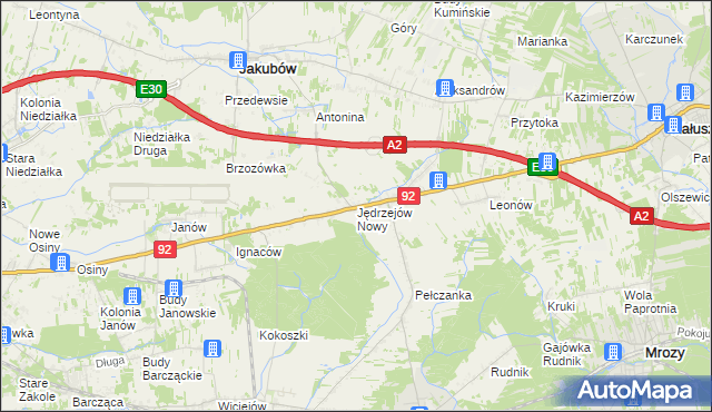 mapa Jędrzejów Nowy, Jędrzejów Nowy na mapie Targeo