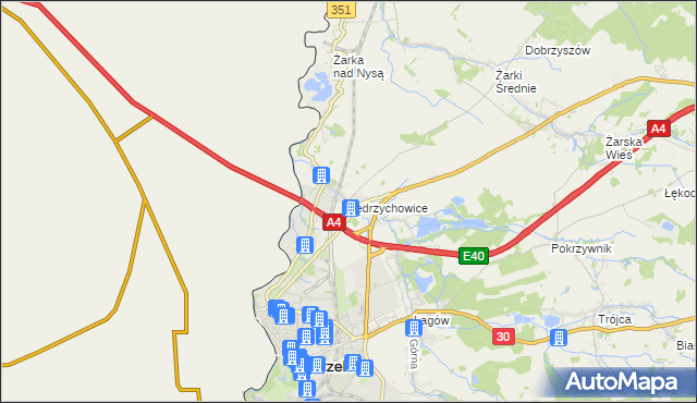 mapa Jędrzychowice gmina Zgorzelec, Jędrzychowice gmina Zgorzelec na mapie Targeo