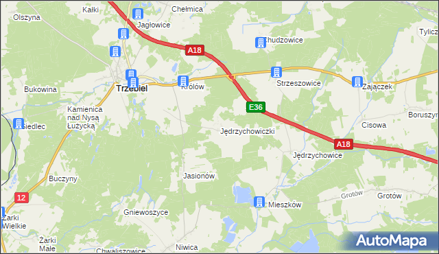 mapa Jędrzychowiczki, Jędrzychowiczki na mapie Targeo