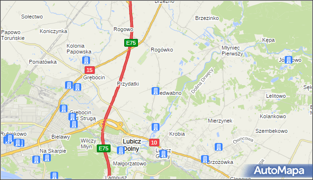 mapa Jedwabno gmina Lubicz, Jedwabno gmina Lubicz na mapie Targeo