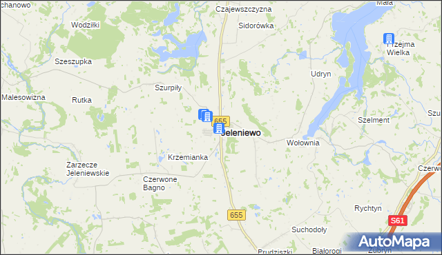 mapa Jeleniewo, Jeleniewo na mapie Targeo