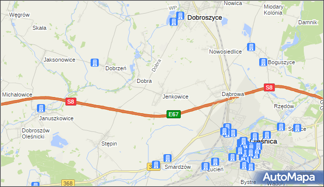 mapa Jenkowice gmina Oleśnica, Jenkowice gmina Oleśnica na mapie Targeo