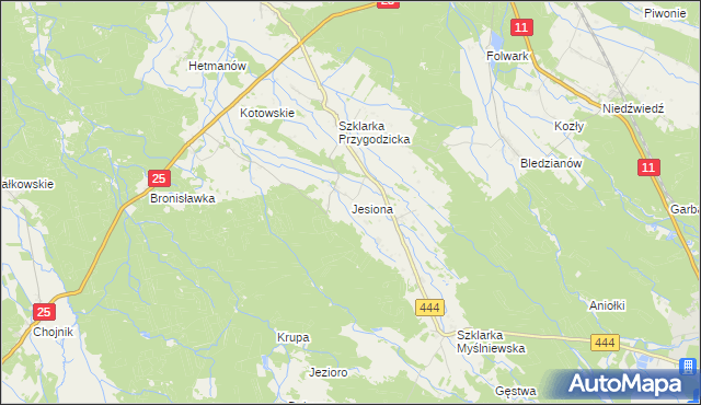 mapa Jesiona gmina Ostrzeszów, Jesiona gmina Ostrzeszów na mapie Targeo