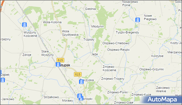 mapa Jeże gmina Stupsk, Jeże gmina Stupsk na mapie Targeo