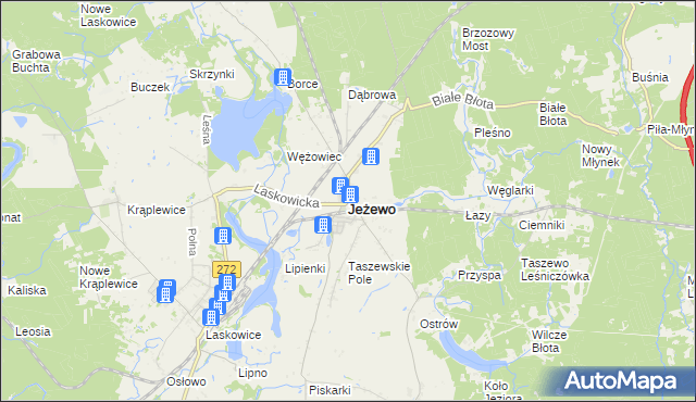 mapa Jeżewo powiat świecki, Jeżewo powiat świecki na mapie Targeo