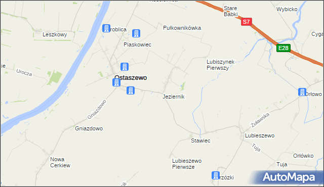 mapa Jeziernik gmina Ostaszewo, Jeziernik gmina Ostaszewo na mapie Targeo