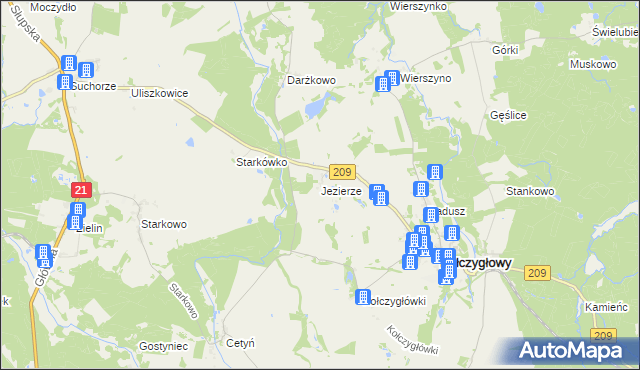 mapa Jezierze, Jezierze na mapie Targeo