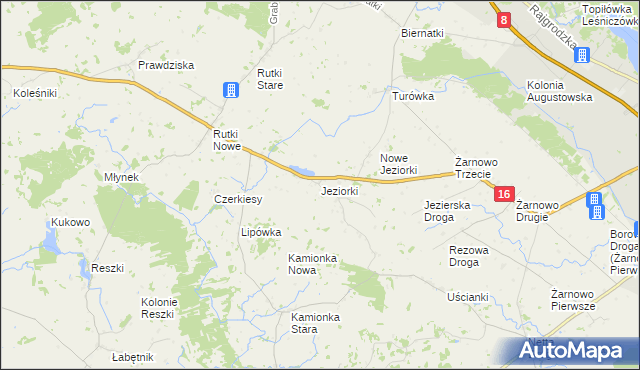 mapa Jeziorki gmina Augustów, Jeziorki gmina Augustów na mapie Targeo