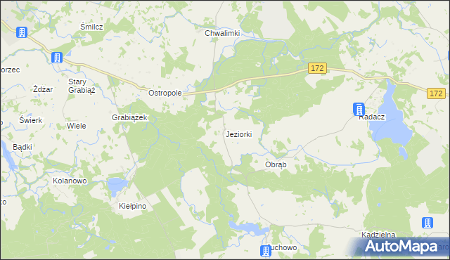 mapa Jeziorki gmina Barwice, Jeziorki gmina Barwice na mapie Targeo