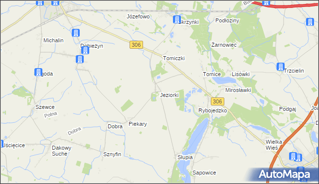 mapa Jeziorki gmina Stęszew, Jeziorki gmina Stęszew na mapie Targeo