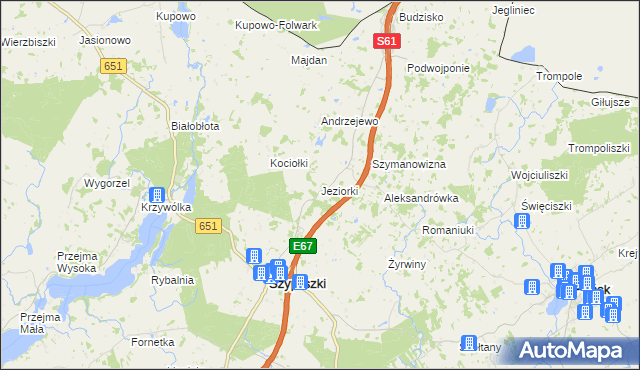 mapa Jeziorki gmina Szypliszki, Jeziorki gmina Szypliszki na mapie Targeo