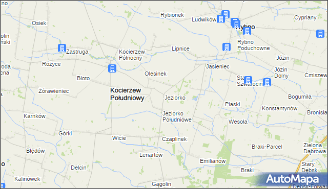 mapa Jeziorko gmina Kocierzew Południowy, Jeziorko gmina Kocierzew Południowy na mapie Targeo