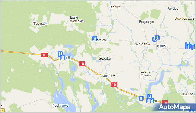 mapa Jeziorko gmina Wałcz, Jeziorko gmina Wałcz na mapie Targeo