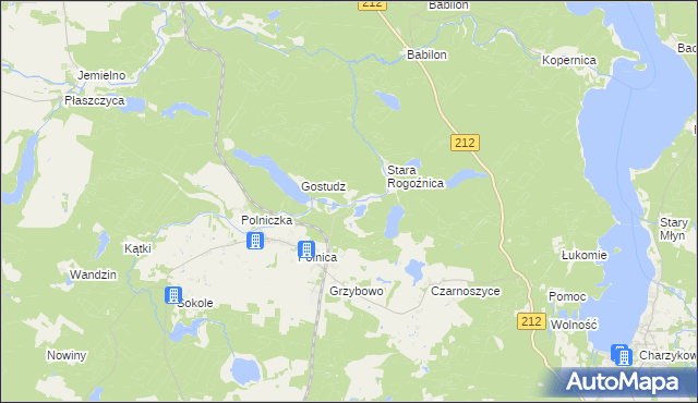 mapa Jeziorno gmina Człuchów, Jeziorno gmina Człuchów na mapie Targeo