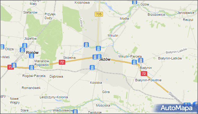mapa Jeżów powiat brzeziński, Jeżów powiat brzeziński na mapie Targeo