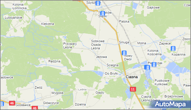 mapa Jeżowa, Jeżowa na mapie Targeo