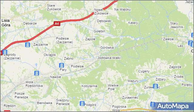 mapa Jodłówka-Wałki, Jodłówka-Wałki na mapie Targeo